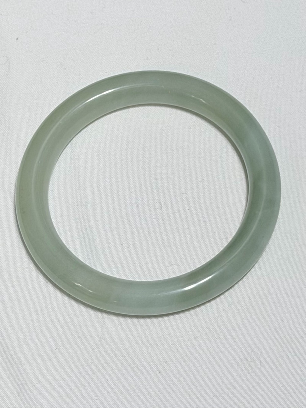 Natural Jade Bangle Pale Green Celadon Translucent 58mm Inner Bracelet 42 grams